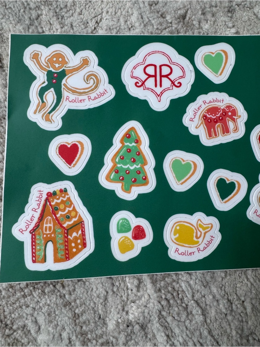 Roller Rabbit Green & Red Holiday Sticker Sheet - Picture 2 of 3